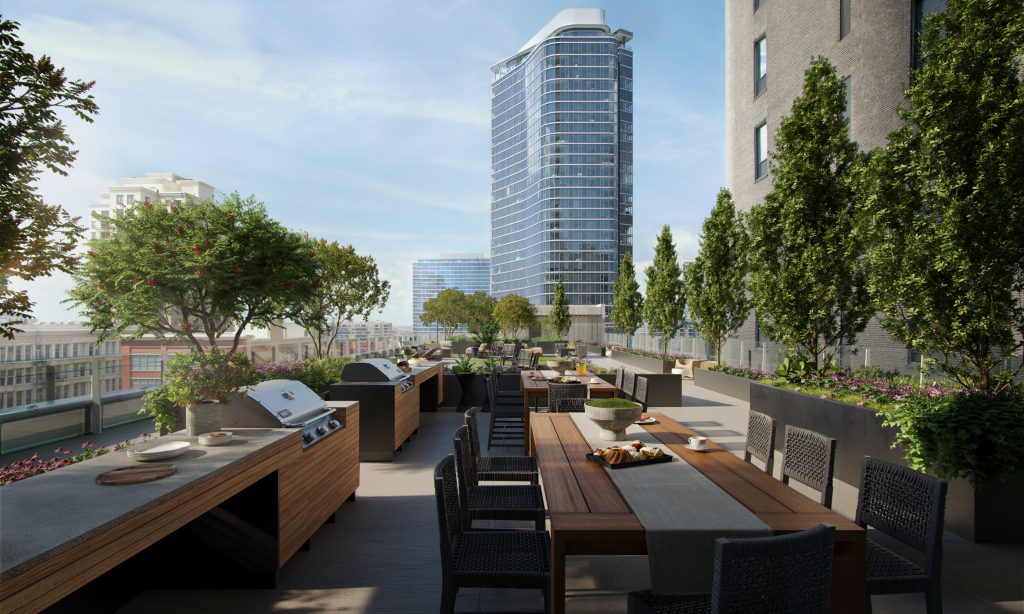 Zen garden with grills and dining spaces