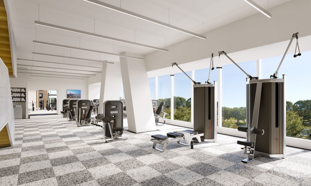 Circuit training at 1000M's modern two-story fitness center in Chicago