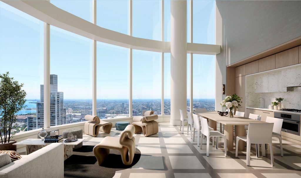 Observation dining area with floor to ceiling windows