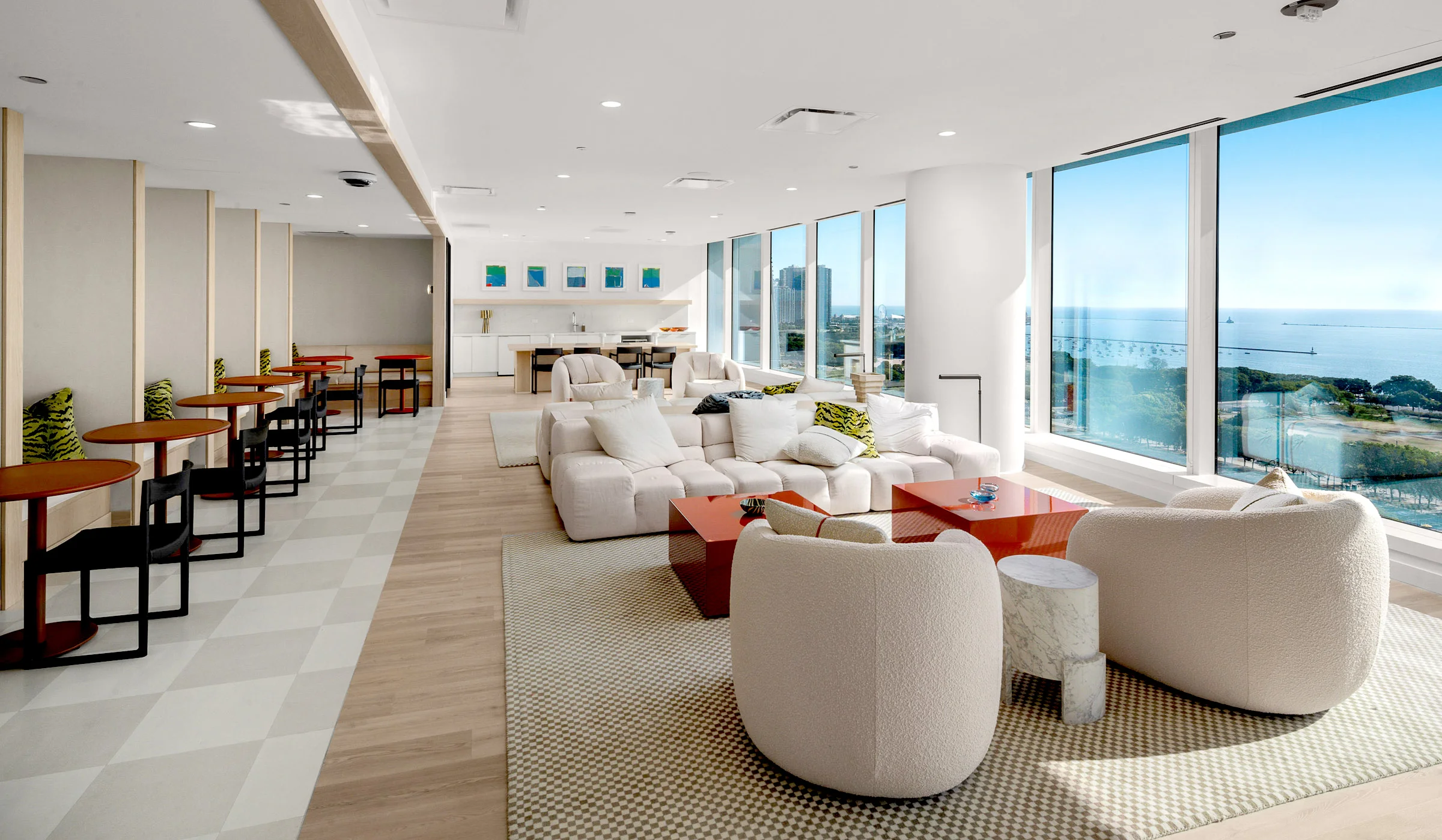 coworking lounge overlooking lake michigan